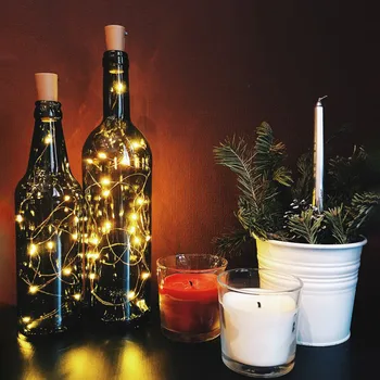 LED Pasaku String Lukturi Pudeles Aizbāzni, Stikla Amatniecības Vara Stieples Gaismas Svētku Vainags Kāzu Ziemassvētku Dekori Lampas 1-3M