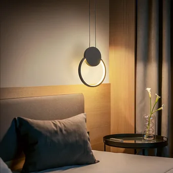 Guļamistabas kumodes lustras vienkārši gara līnija atmosfēru lampas personības radošo vienu galvu minimālisma neliela lustra