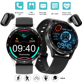 2023 360*360IPS ar skārienekrānu Smartwatch Sporta Fitnesa Tracker sirdsdarbība IP67 Waterproof Jaunu Vīriešu Bluetooth Austiņas Smart Skatīties