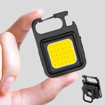 Mini LED Keychain Gaismas Mutifuction Pārnēsājamu USB Uzlādējams Kabatas Darbu Lukturi Ar Korķviļķis Super Spilgti Āra Lampiņu