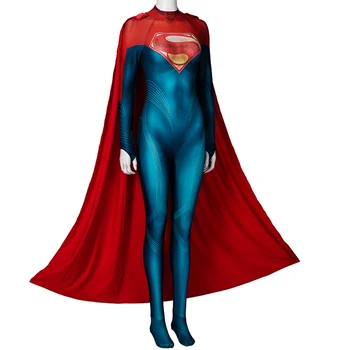 Halloween karnevāls Kara Zor-El Cosplay Jaunu Filmu Apģērbs Superheroine 3D Drukāšanas Jumpsuit Ar Cape Sieviešu Zentai
