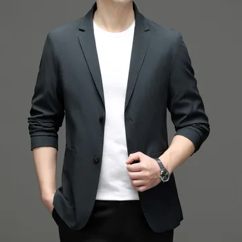 6634-2023 Vīriešu uzvalku uzvalks pavasara jaunu uzņēmējdarbības profesionālo vīriešu uzvalks jaka gadījuma korejiešu versiju uzvalks