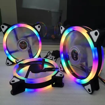Šasija Fan 12cm Dual Aurora 4 Krāsu Double-sided Apgaismo LED Datora korpusu Barošanas Siltuma Izkliedi Color Light Ventilators