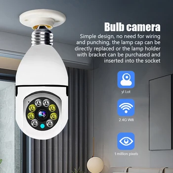 Spuldzes Kamera 2.4 G Wifi Uzraudzības IP Cam 1MP Cam Nakts Redzamības Pilnu Krāsu Automātiskā Cilvēku Izsekošanas Video Security Monitor Kamera